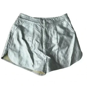 GREY LAB New with Tags High-Waisted Faux Leather SilverShorts Size Small